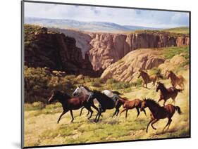 Canyon Mustangs-unknown Leone-Mounted Art Print