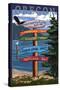 Canyonville, Oregon - Destination Signpost-Lantern Press-Stretched Canvas