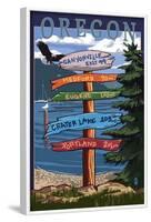Canyonville, Oregon - Destination Signpost-Lantern Press-Framed Art Print