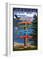 Canyonville, Oregon - Destination Signpost-Lantern Press-Framed Art Print