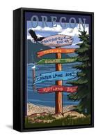 Canyonville, Oregon - Destination Signpost-Lantern Press-Framed Stretched Canvas