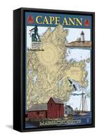 Cape Ann, Massachusetts - Nautical Chart #2-Lantern Press-Framed Stretched Canvas