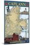 Cape Ann, Massachusetts - Nautical Chart #2-Lantern Press-Mounted Art Print