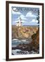 Cape Arago Lighthouse - Oregon Coast-Lantern Press-Framed Art Print