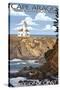 Cape Arago Lighthouse - Oregon Coast-Lantern Press-Stretched Canvas