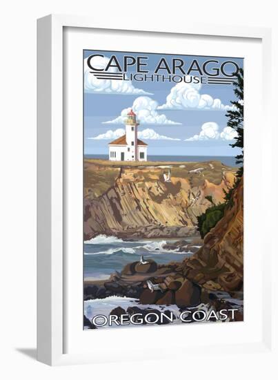 Cape Arago Lighthouse - Oregon Coast-Lantern Press-Framed Art Print