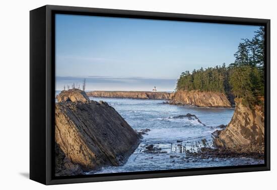 Cape Arago Lighthouse-Stan Hellmann-Framed Stretched Canvas