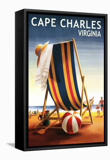 Cape Charles, Virginia - Beach Chair and Ball-Lantern Press-Framed Stretched Canvas