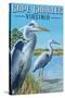 Cape Charles, Virginia - Blue Heron-Lantern Press-Stretched Canvas