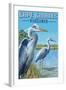 Cape Charles, Virginia - Blue Heron-Lantern Press-Framed Art Print