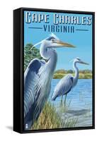 Cape Charles, Virginia - Blue Heron-Lantern Press-Framed Stretched Canvas