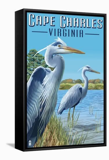 Cape Charles, Virginia - Blue Heron-Lantern Press-Framed Stretched Canvas