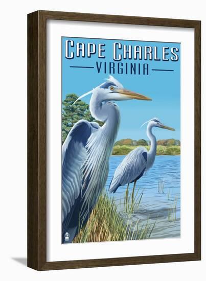 Cape Charles, Virginia - Blue Heron-Lantern Press-Framed Art Print