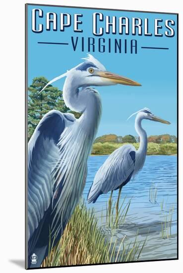 Cape Charles, Virginia - Blue Heron-Lantern Press-Mounted Art Print