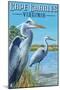 Cape Charles, Virginia - Blue Heron-Lantern Press-Mounted Art Print