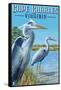 Cape Charles, Virginia - Blue Heron-Lantern Press-Framed Stretched Canvas