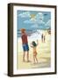 Cape Charles, Virginia - Children Flying Kites-Lantern Press-Framed Art Print