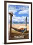 Cape Charles, Virginia - Hammock and Posts-Lantern Press-Framed Art Print