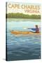 Cape Charles, Virginia - Kayaker-Lantern Press-Stretched Canvas