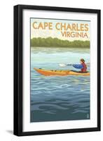 Cape Charles, Virginia - Kayaker-Lantern Press-Framed Art Print