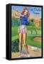 Cape Charles, Virginia - Pin-Up Girls - Winsome; Woman Playing Golf-Lantern Press-Framed Stretched Canvas