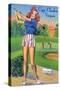 Cape Charles, Virginia - Pin-Up Girls - Winsome; Woman Playing Golf-Lantern Press-Stretched Canvas