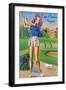 Cape Charles, Virginia - Pin-Up Girls - Winsome; Woman Playing Golf-Lantern Press-Framed Art Print