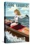 Cape Charles, Virginia - Pinup Girl Boating-Lantern Press-Stretched Canvas