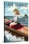 Cape Charles, Virginia - Pinup Girl Boating-Lantern Press-Stretched Canvas