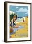 Cape Charles, Virginia - Woman on Beach-Lantern Press-Framed Art Print