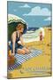 Cape Charles, Virginia - Woman on Beach-Lantern Press-Mounted Art Print