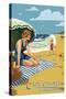 Cape Charles, Virginia - Woman on Beach-Lantern Press-Stretched Canvas