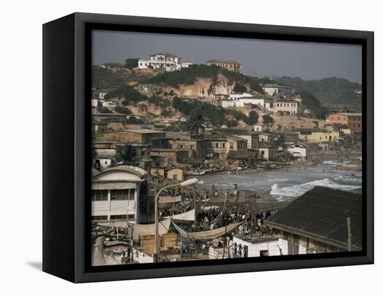 Cape Coast Town and Harbour from the Castle, Ghana, West Africa, Africa-David Poole-Framed Stretched Canvas