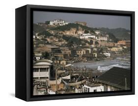 Cape Coast Town and Harbour from the Castle, Ghana, West Africa, Africa-David Poole-Framed Stretched Canvas