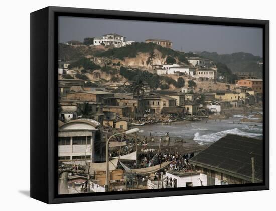 Cape Coast Town and Harbour from the Castle, Ghana, West Africa, Africa-David Poole-Framed Stretched Canvas