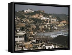 Cape Coast Town and Harbour from the Castle, Ghana, West Africa, Africa-David Poole-Framed Stretched Canvas