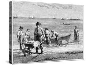 Cape Cod Fisherman Washing Fish, 1875-null-Stretched Canvas