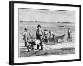 Cape Cod Fisherman Washing Fish, 1875-null-Framed Giclee Print