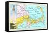 Cape Cod Map-null-Framed Stretched Canvas