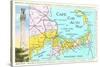 Cape Cod Map-null-Stretched Canvas
