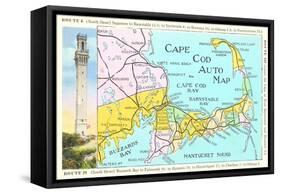 Cape Cod Map-null-Framed Stretched Canvas