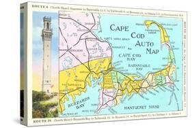 Cape Cod Map-null-Stretched Canvas