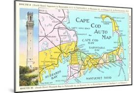 Cape Cod Map-null-Mounted Art Print