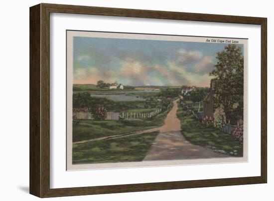 Cape Cod, Massachusetts - An Old Cape Cod Lane View-Lantern Press-Framed Art Print