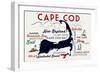 Cape Cod, Massachusetts and Icons-Lantern Press-Framed Art Print