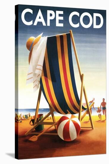 Cape Cod, Massachusetts - Beach Chair and Ball-Lantern Press-Stretched Canvas