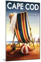 Cape Cod, Massachusetts - Beach Chair and Ball-Lantern Press-Mounted Art Print