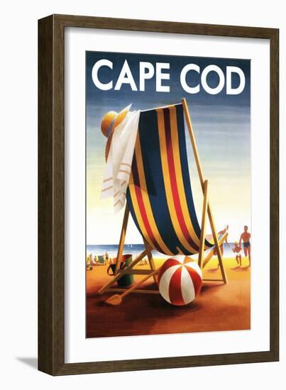 Cape Cod, Massachusetts - Beach Chair and Ball-Lantern Press-Framed Art Print