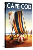 Cape Cod, Massachusetts - Beach Chair and Ball-Lantern Press-Stretched Canvas