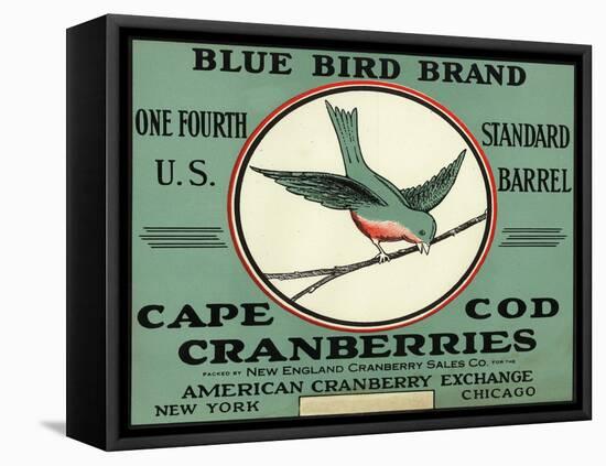 Cape Cod, Massachusetts - Blue Bird Brand Cranberry Label-Lantern Press-Framed Stretched Canvas